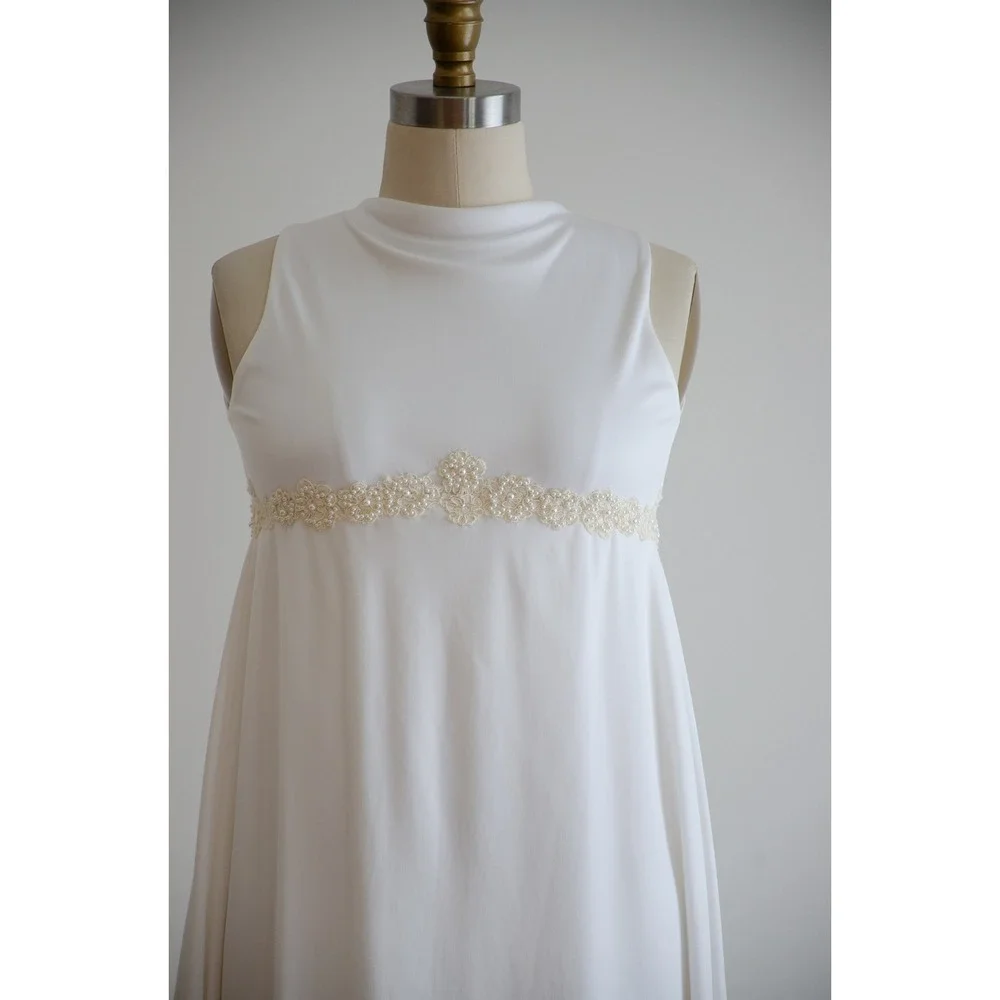 vintage wedding dress 60s Priscilla of Boston sleeveless minimalist white gown‎ - Picture 3 of 10